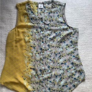 Cabi Floral Sleeveless Blouse - Yellow and Blue